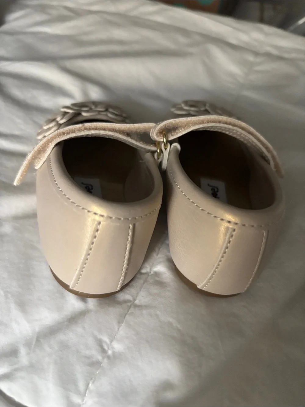 Rachel Kids Mary Jane Kids Shoes in Cream with Floral Accent